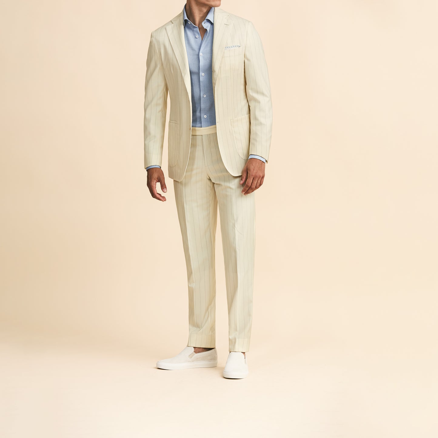 Ivory Wool & Silk Suit with Pencil Stripes image 1