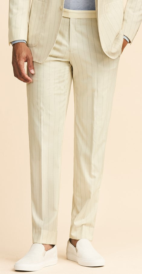 Ivory Wool & Silk Suit with Pencil Stripes image 4