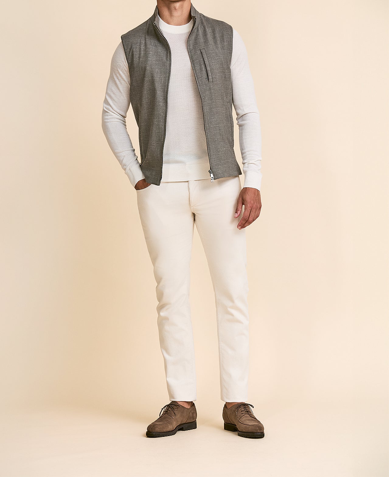 Light Sand Twill Stretch 5-Pocket Pants