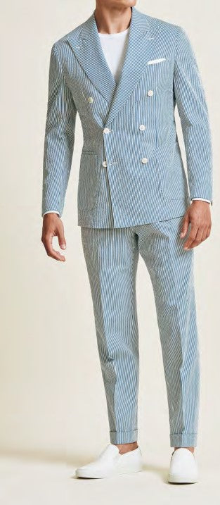 Blue & White Seersucker Traveler Suit image 0