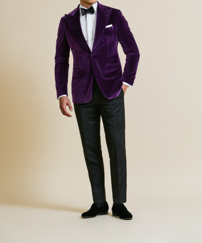 Purple Stretch Velvet Tuxedo Jacket