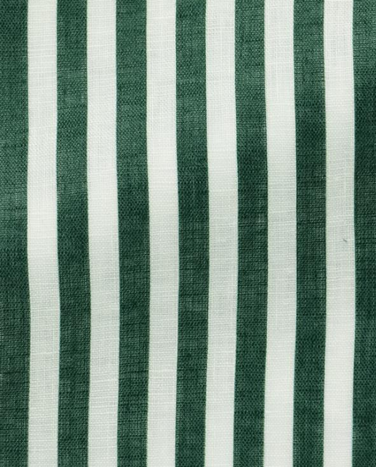 White and Bottle Green Linen Pinstripe Shirt