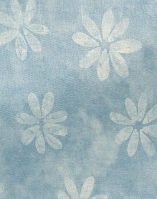 Light Blue Linen Shirt with White Floral Pattern