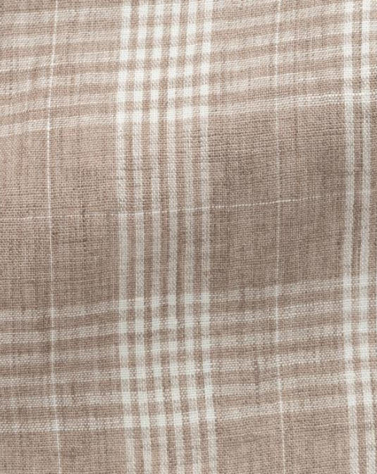 Tan and Off White Checkered Linen