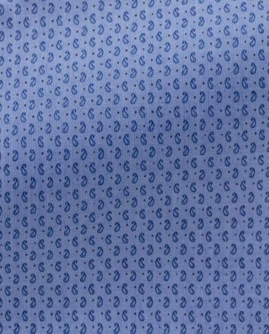 Blue Cotton Poplin Shirt with Paisley Print