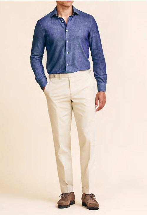 Blue Washed Cotton Denim Twill Shirt