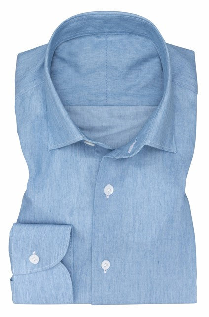 Faded Blue Washed Cotton Denim Twill Shirt