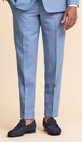 Sky Blue Stretch Wool-Linen 3-Piece Suit