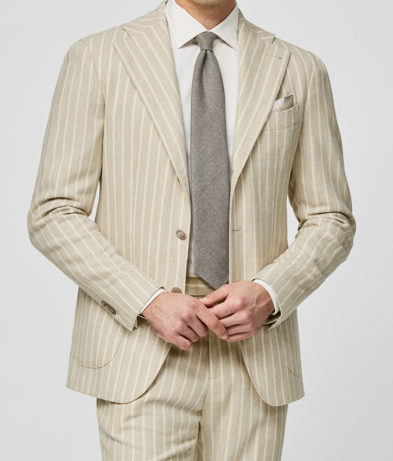 Sand and Ivory Stripes Stretch Alpaca-Wool Suit