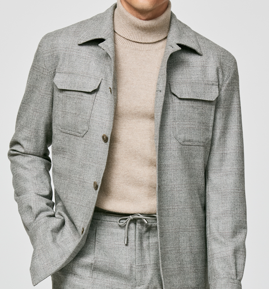 Grey & Light Pink Glencheck Stretch Wool Suit