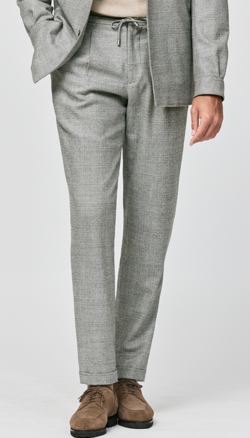 Grey & Light Pink Glencheck Stretch Wool Suit