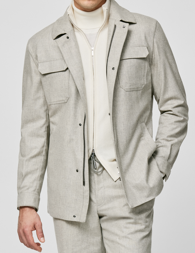 Bone-Griege Wool-Cashmere Technical Suit