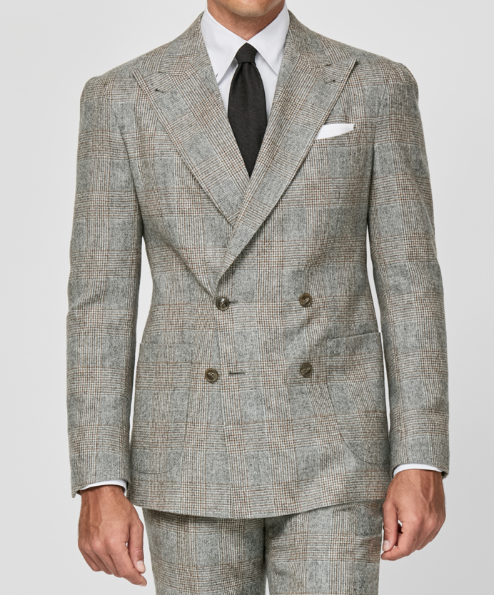 Ice Grey & Cinnamon Glencheck Wool-Alpaca Suit