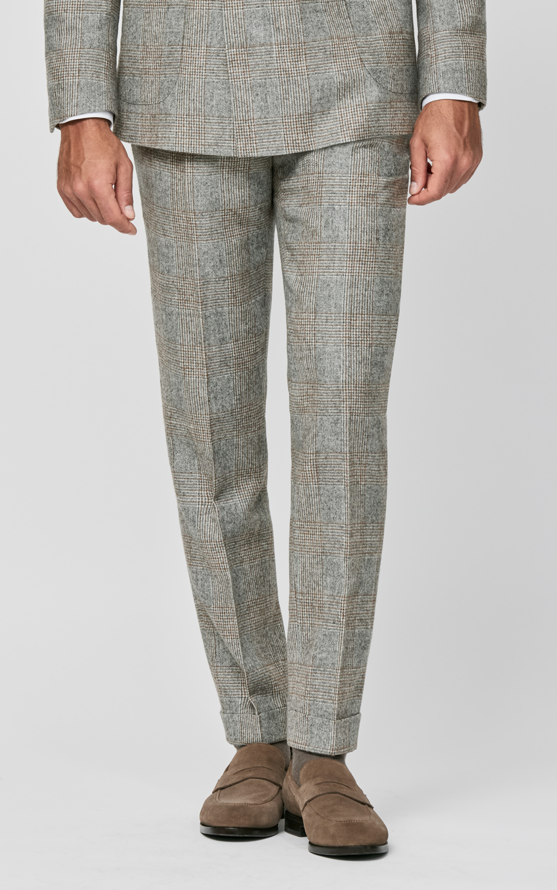Ice Grey & Cinnamon Glencheck Wool-Alpaca Suit