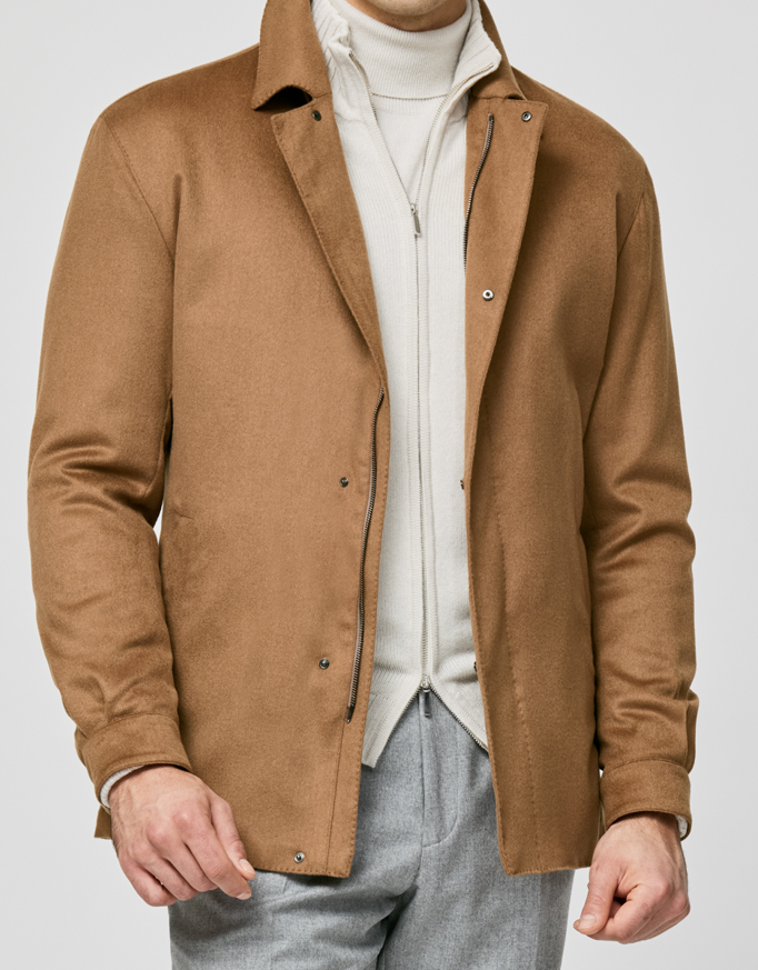 Cinnamon Brushed Camel Hair Technical Jacket