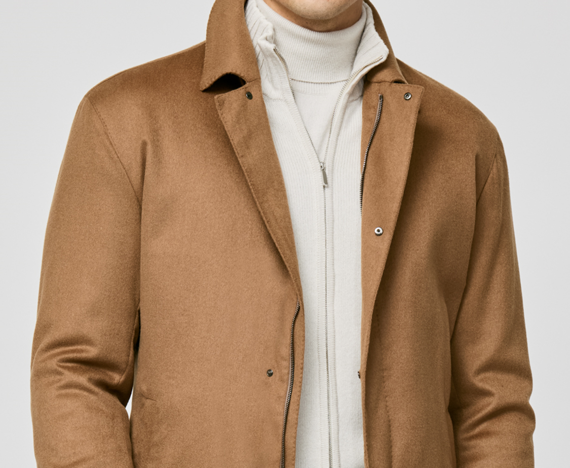 Cinnamon Brushed Camel Hair Technical Jacket