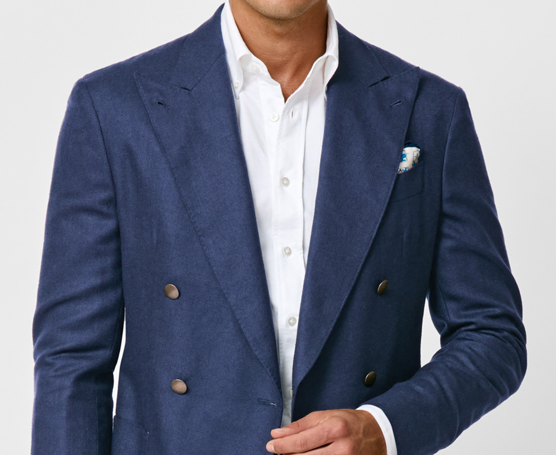 Dark Blue Wool-Silk-Linen Jacket