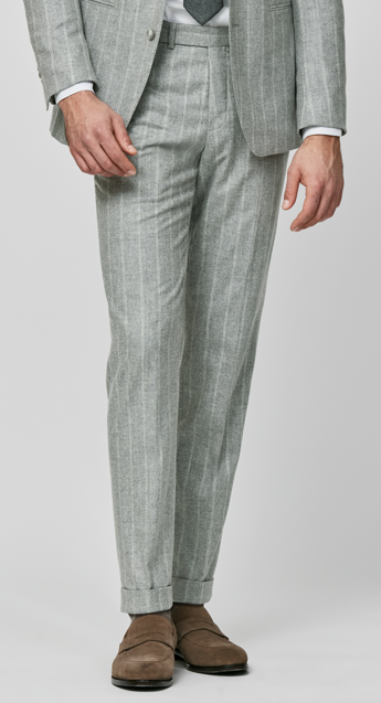 Stone Grey Chalk Stripe Wool-Cashmere Suit