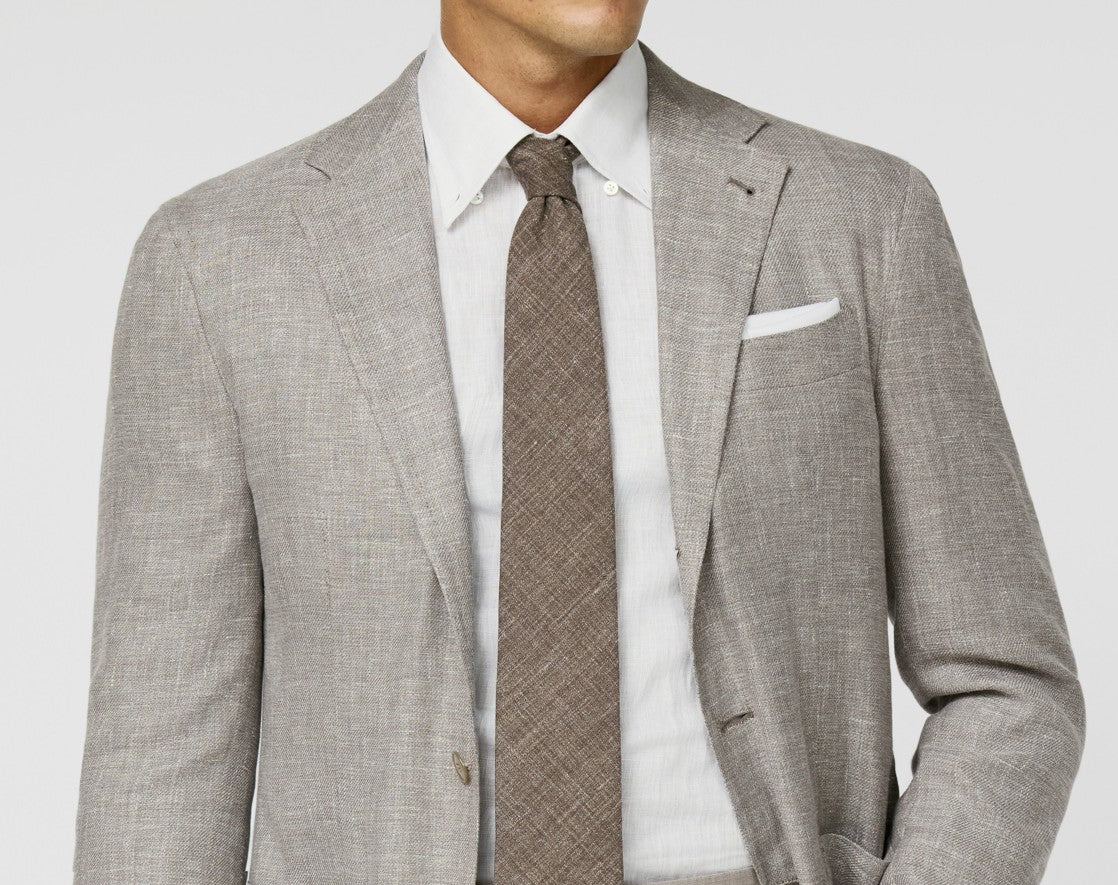 Light Taupe Jacket in Melange Wool Silk Linen