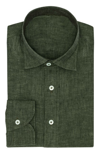Dark Olive Green Linen Shirt