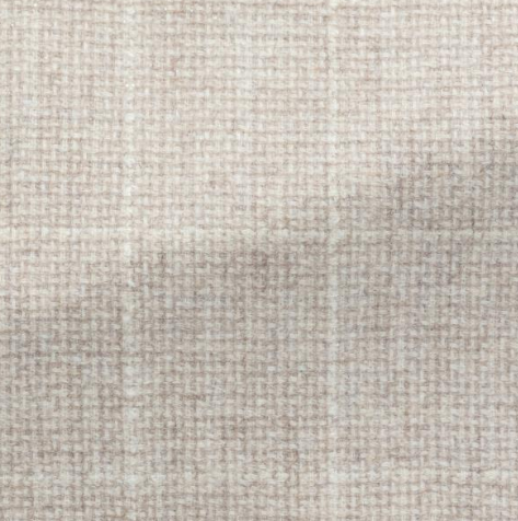 Sand Wool-Cashmere Belted Safari Jacket with tonal windowpane