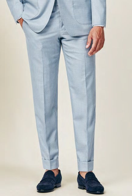 Light Blue & Grey Microcheck S130 Suit image 2