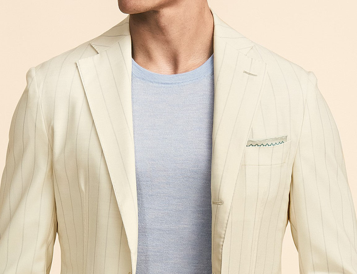 Ivory Wool & Silk Suit with Pencil Stripes image 3