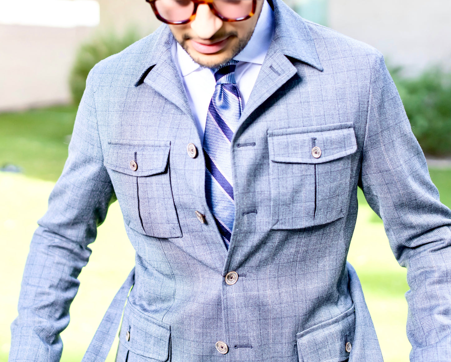 Prince Of Wales Belted Safari Jacket