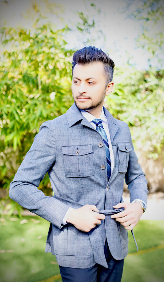 Prince Of Wales Belted Safari Jacket