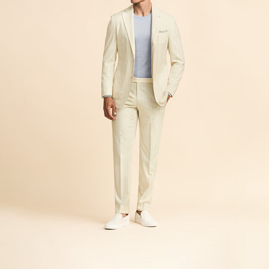 Ivory Wool & Silk Suit with Pencil Stripes image 0