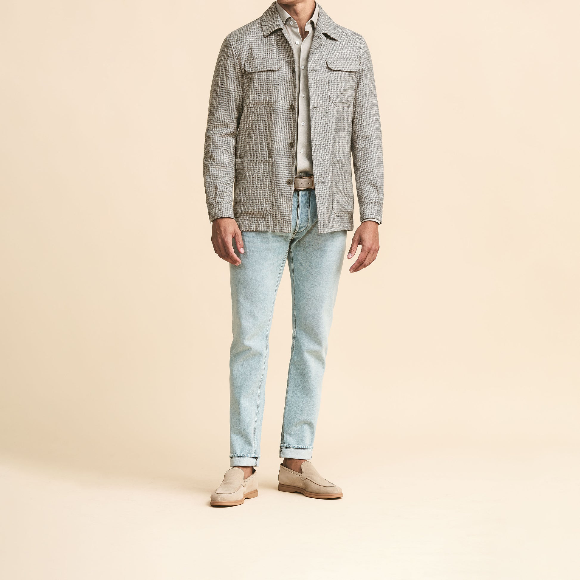 Taupe & Light Grey Houndstooth Jacket image 0