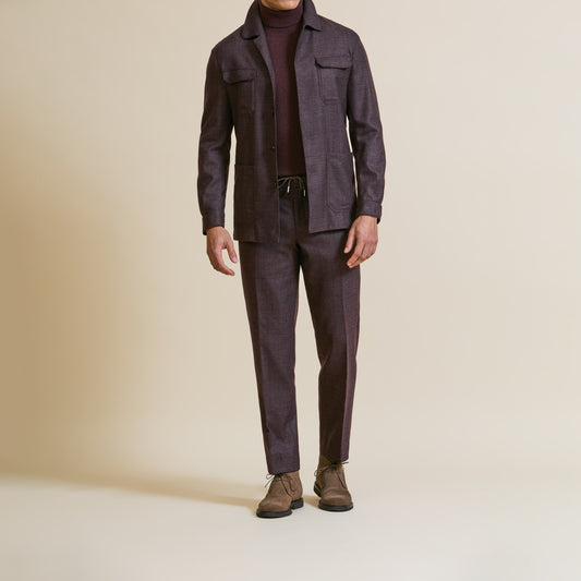 Merlot Super120 Wool Glencheck Traveler Suit