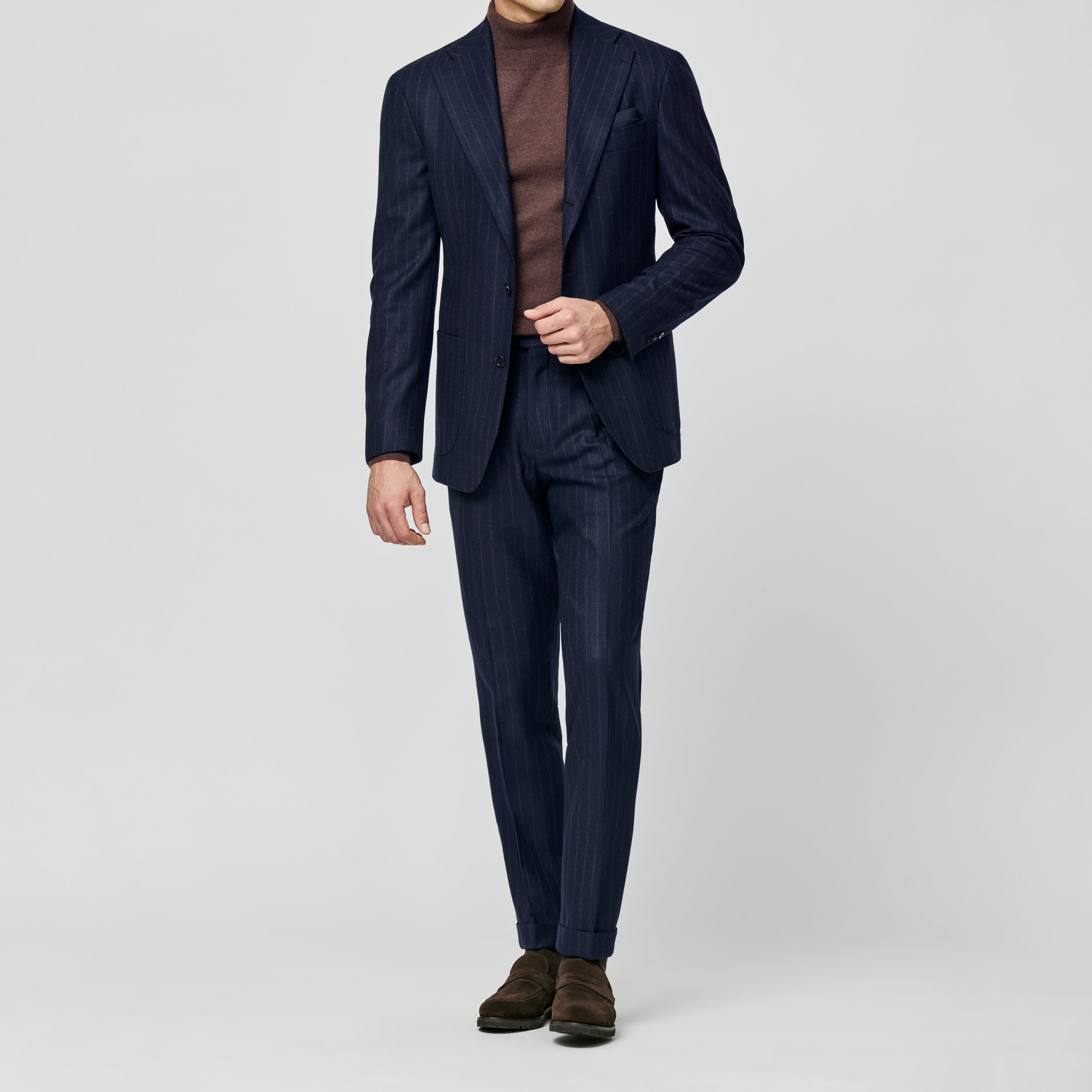 Indigo & Rust Stripes Stretch Wool Suit