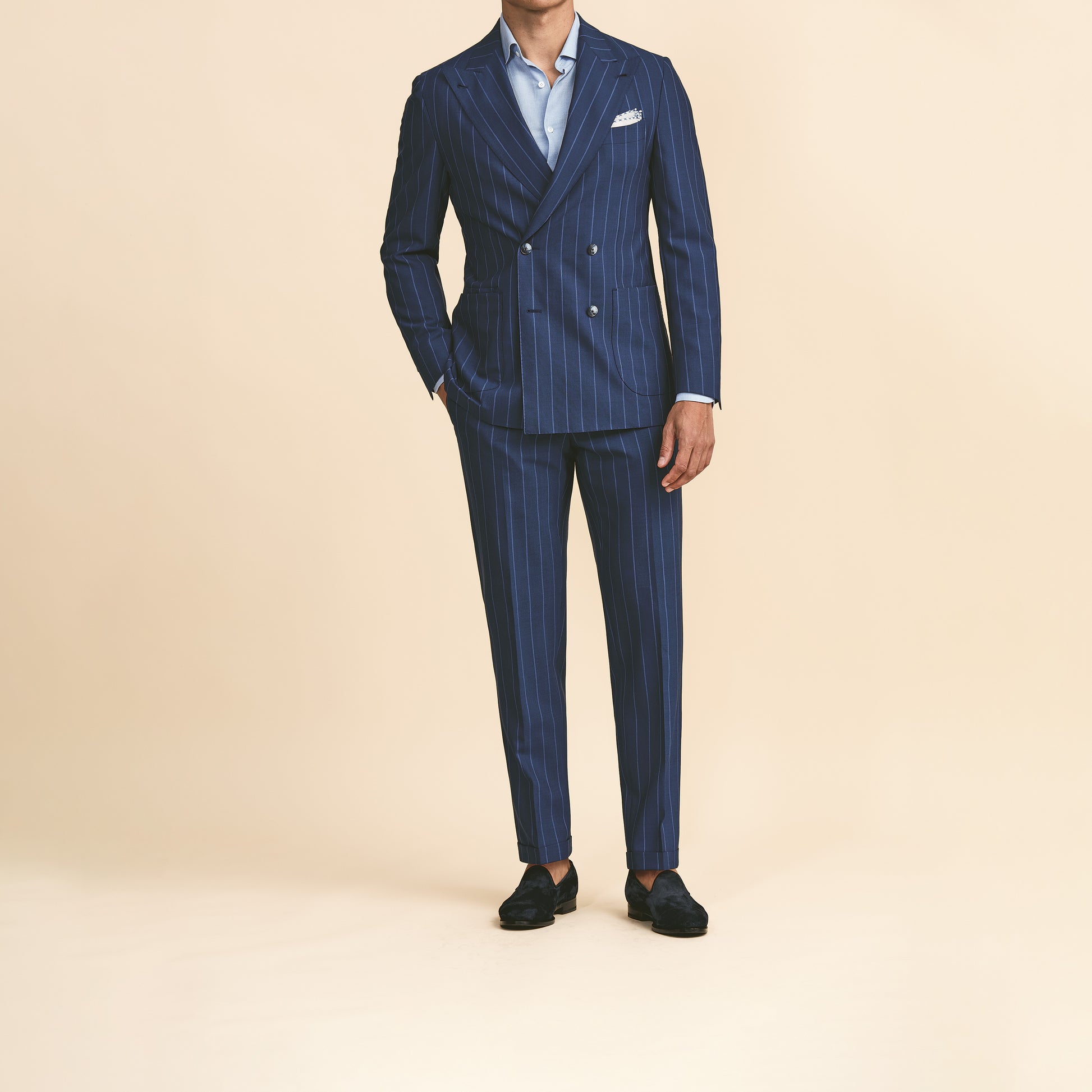 Neapolitan Blue Suit with Tonal Pencil Stripes image 0