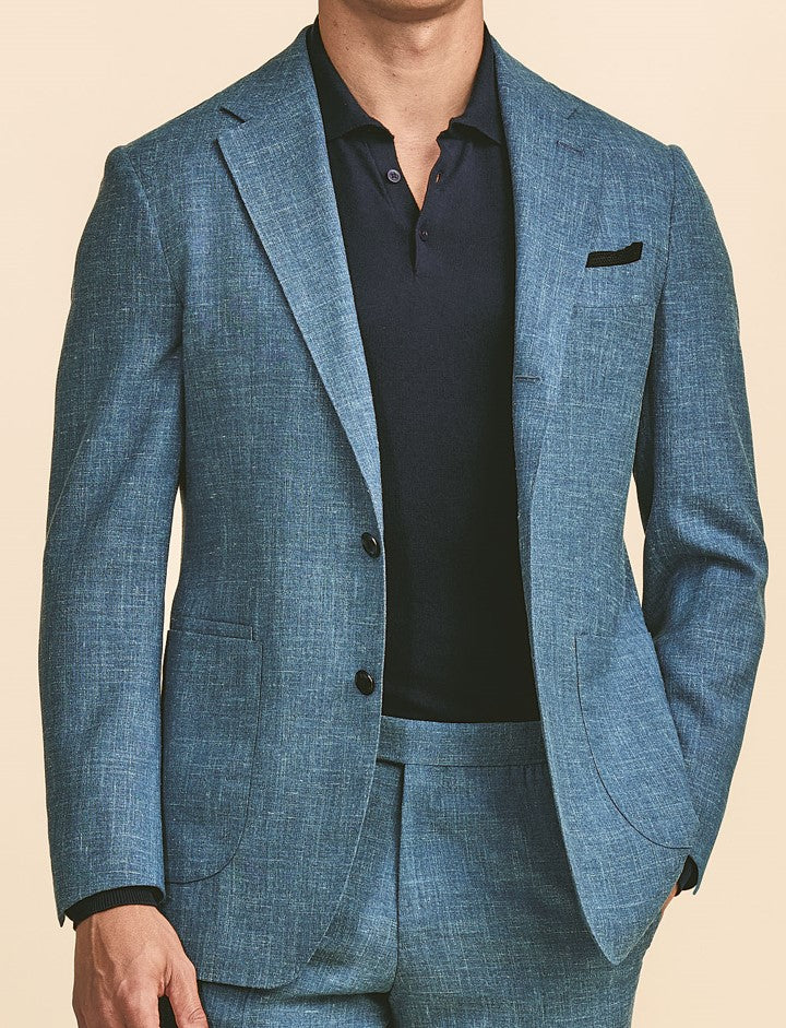 Light Petrol Color Wool-Silk-Linen Suit image 1