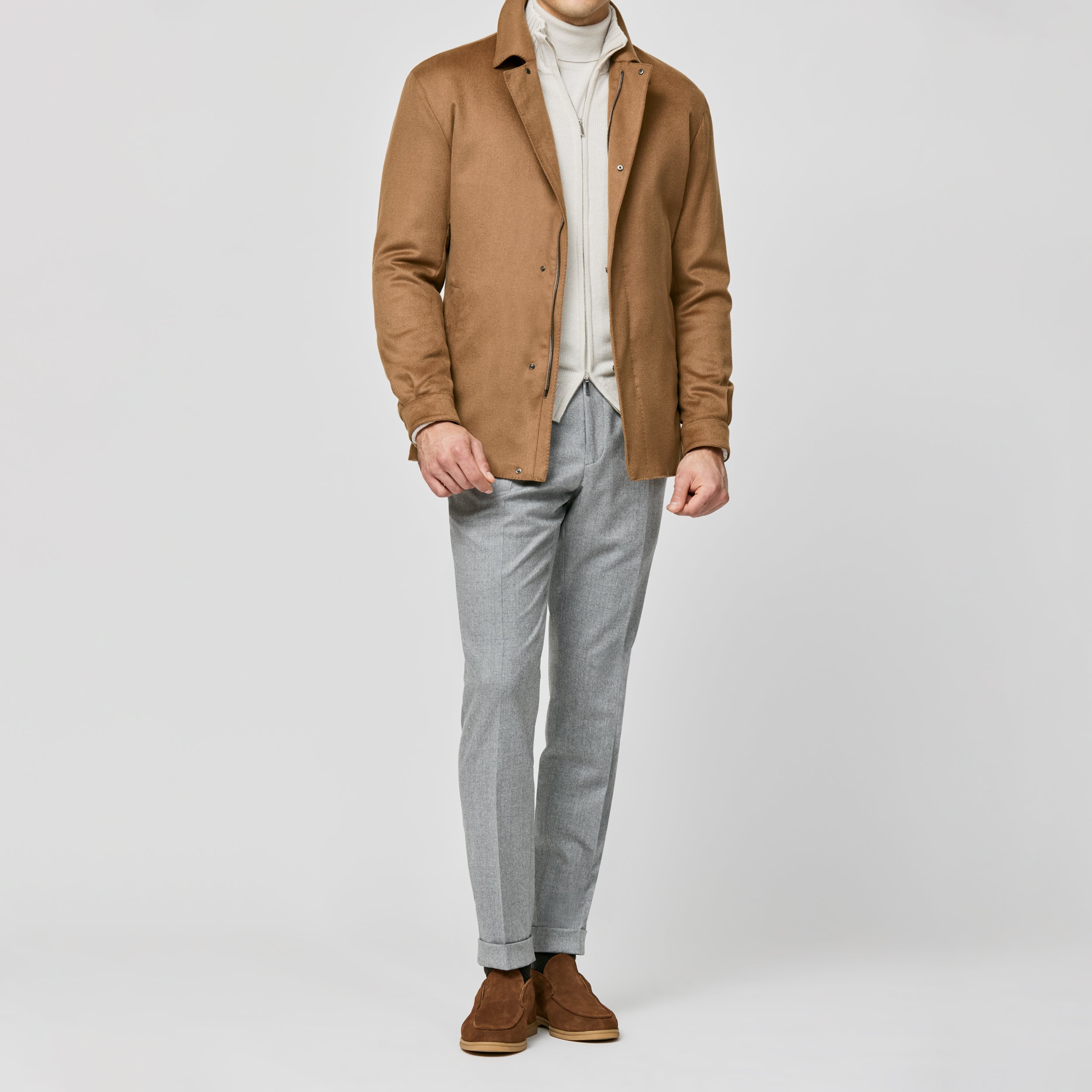 Cinnamon Brushed Camel Hair Technical Jacket