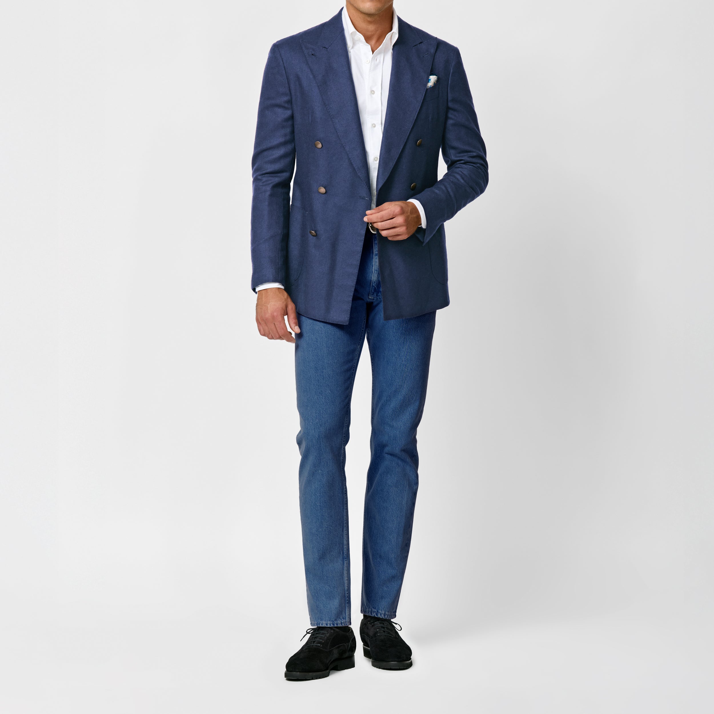 Dark Blue Wool-Silk-Linen Jacket