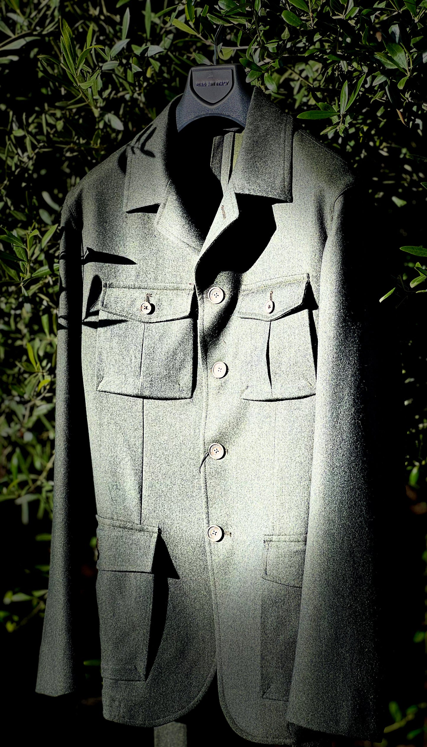 Olive Green Belted Safari Jacket
