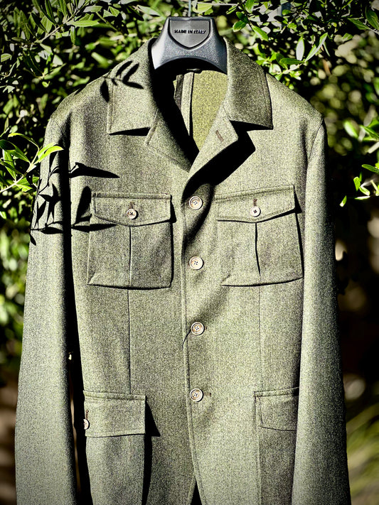 Olive Green Belted Safari Jacket