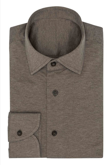 Walnut Shirt in Melange Cotton Pique Knit