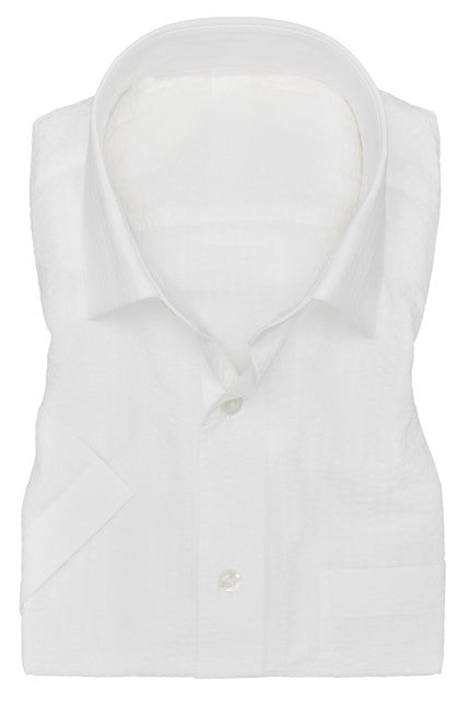 White Cotton Seersucker Shirt