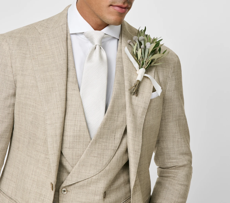 Biege Wool-Silk-Linen 3-Piece Suit