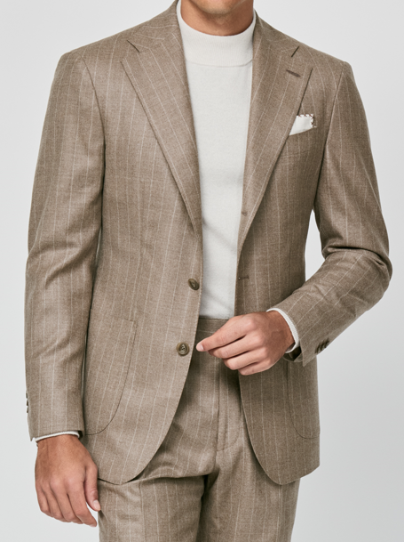 Mocha & Light Brown Stripes Wool Suit