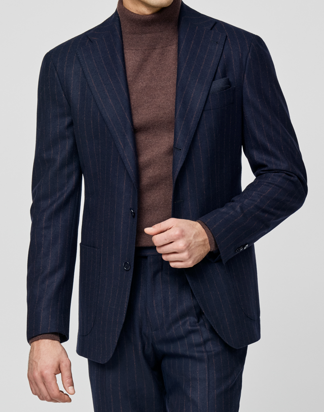 Indigo & Rust Stripes Stretch Wool Suit