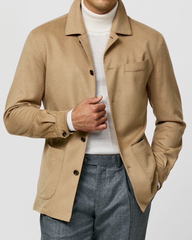 Caramel Brushed Camel Hair Safari Jacket