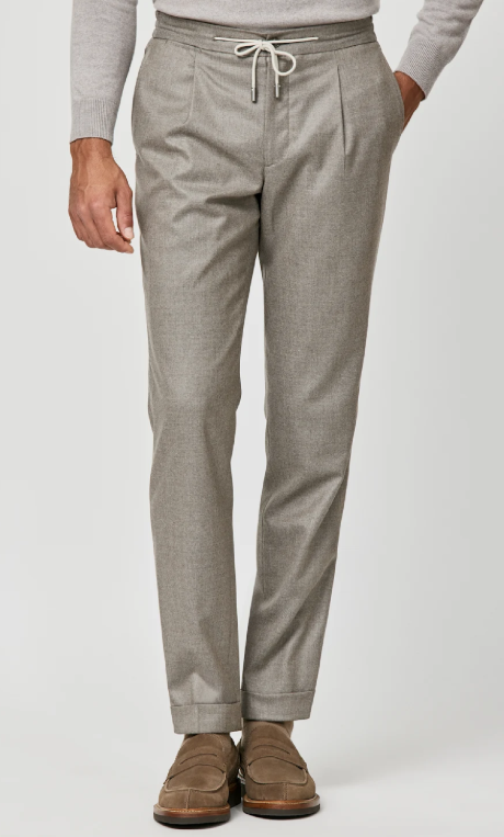 Taupe Stretch Wool Flannel Informal Suit