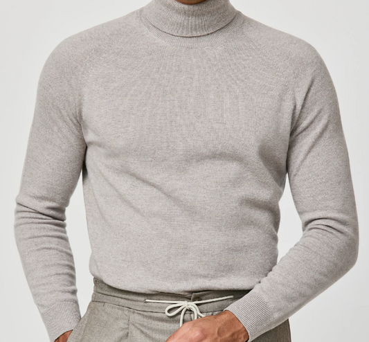Greige Extra Fine Merino Turtle Knit