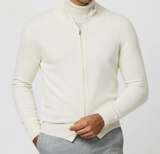 Off-White Cashmere Full-Zip