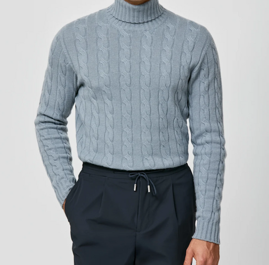 Steel Blue Cashmere Turtleneck