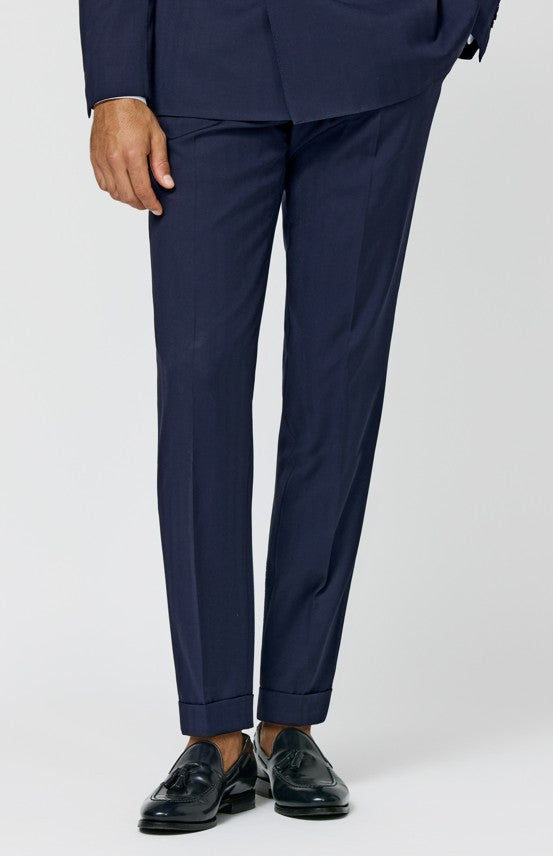 Midnight Blue Suit in Bi-stretch Solaro Herringbone Wool